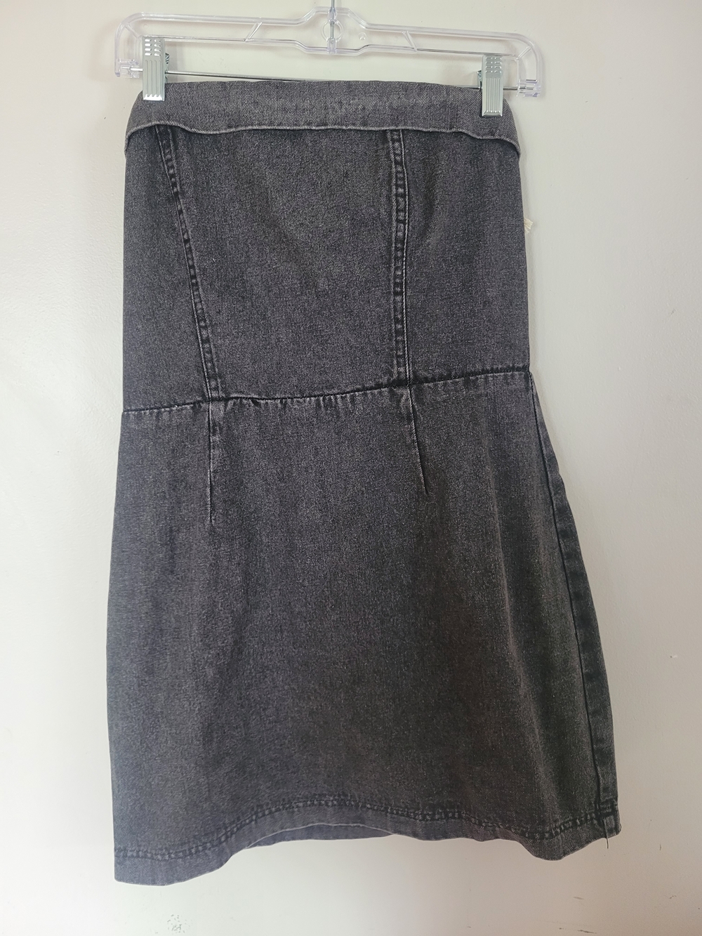 Lumiere Strapless Washed Black Denim Dress